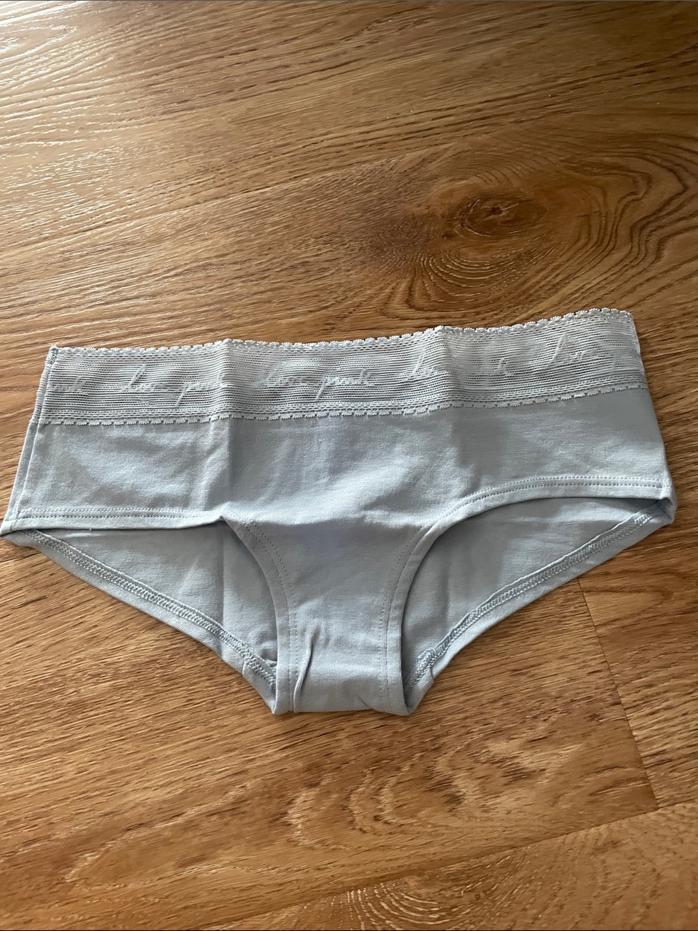 Victoria's Secret Light Gray Cotton Hipster Panty with Lace Waistband